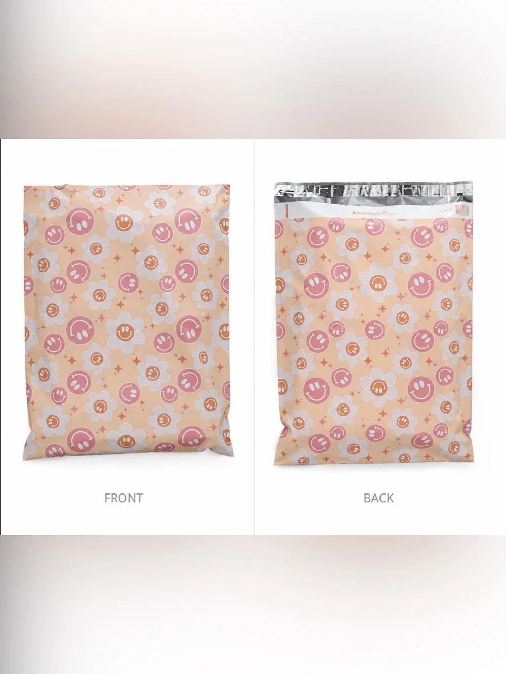 Set of 20 14.5” x 19” Smiling Daisy Hippie Inspired Poly Mailers